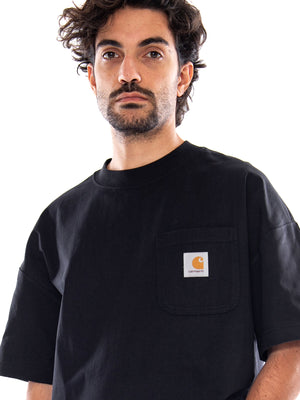 S/S WORK POCKET T-SHIRT BLACK - Maglietta Girocollo Uomo Nera I037015 89XX CARHARTT WIP 