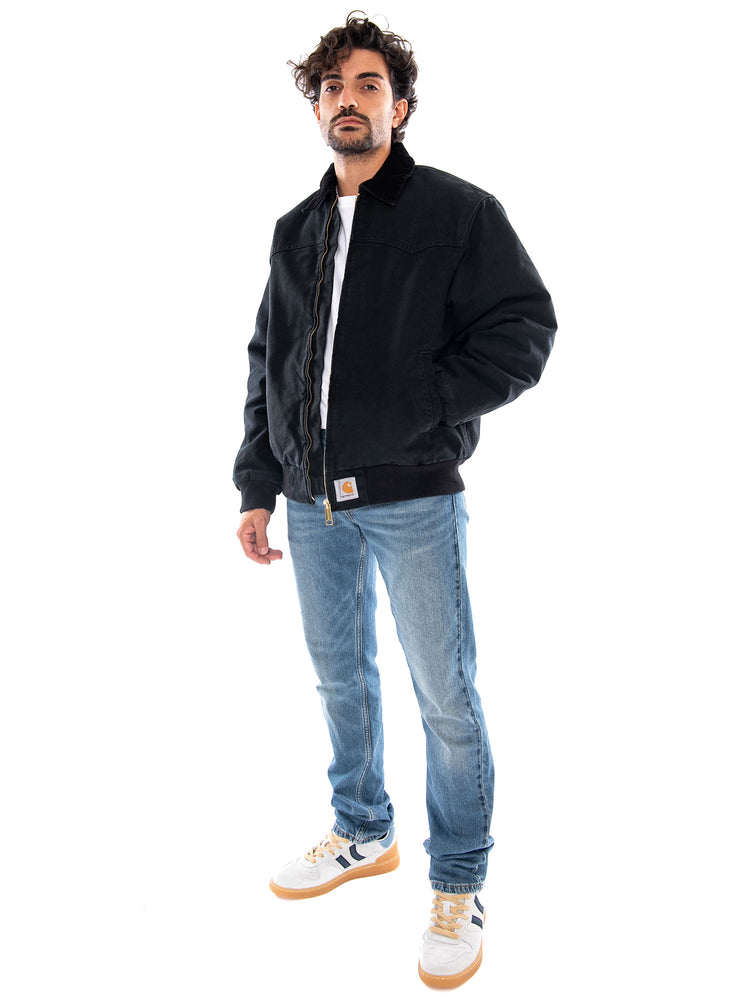 OG Santa Fe Jacket Black / Black Stone Canvas - Giacca Uomo Nera I037056 00E4O CARHARTT WIP 