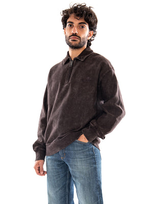 Carhartt WIP Lambert Polo Sweat Tobacco Moon Wash - Felpa Polo Uomo Marrone<BR/><BR/><BR/><BR/> I037105 47FQ CARHARTT WIP 