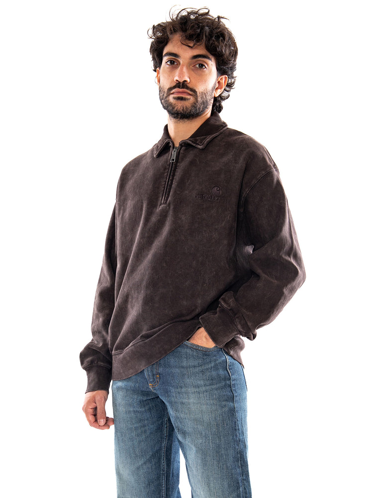 Carhartt WIP Lambert Polo Sweat Tobacco Moon Wash - Felpa Polo Uomo Marrone<BR/><BR/><BR/><BR/> I037105 47FQ CARHARTT WIP 