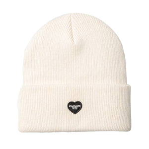 SMALL HEART BEANIE NATURAL - Cappellino a Cuffia Bianco I037107 05XX CARHARTT WIP 