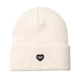 SMALL HEART BEANIE NATURAL - Cappellino a Cuffia Bianco  ACCESSORI CARHARTT WIP