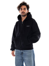 Hooded Ebbert Jacket Black / White - Hoodie Uomo Nero Uomo CARHARTT WIP