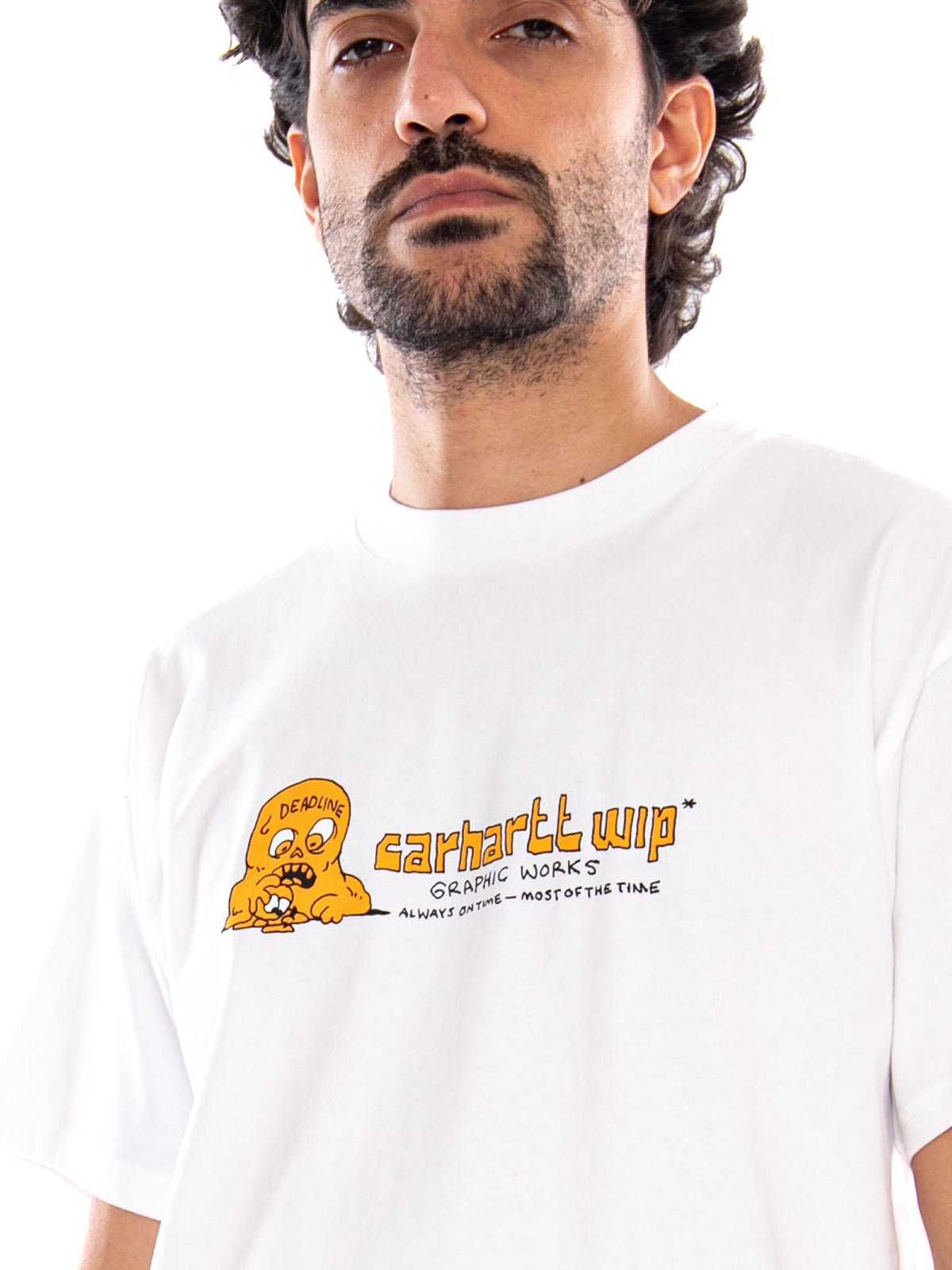 S/S Deadline T-Shirt White - Maglietta Girocollo Uomo Bianca<BR/><BR/> I037254 02XX CARHARTT WIP 