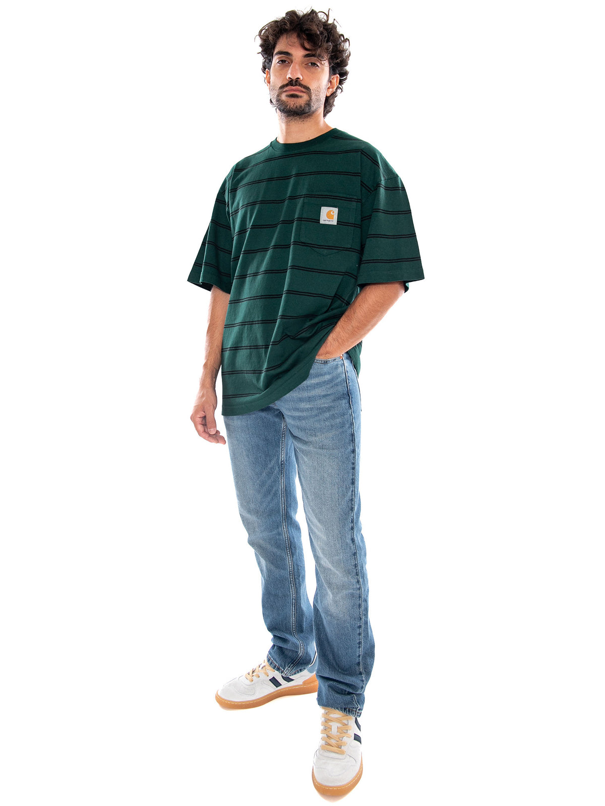 S/S Cardona Pocket T-Shirt Natural / Dark Scarab - Maglietta Girocollo Uomo Multicolore I037272 3VOGD CARHARTT WIP 