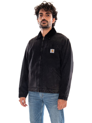 OG Detroit Jacket Black / Black Tobacco Used Wash - Giacca Uomo Nera I037535 00E0R CARHARTT WIP 