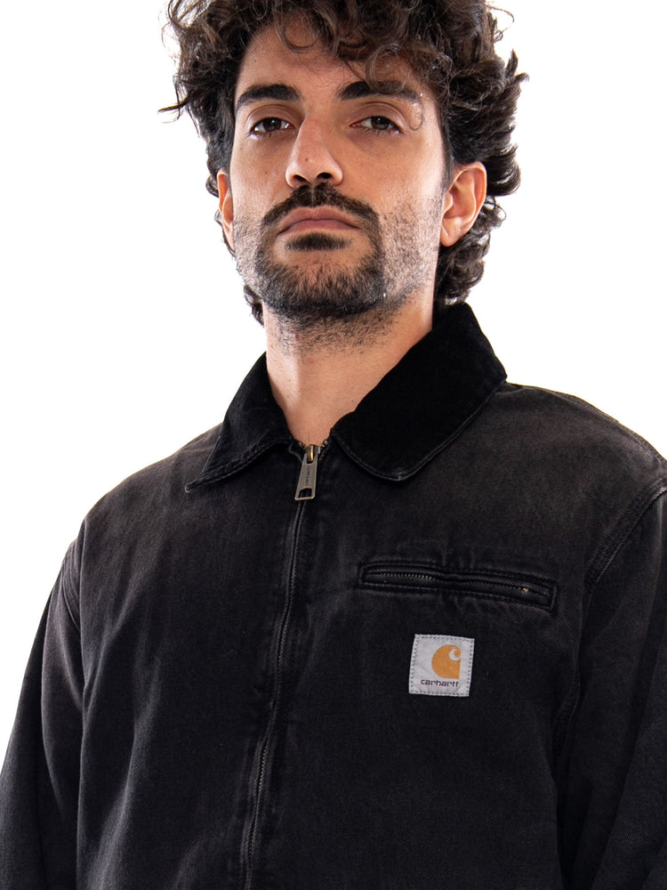 OG Detroit Jacket Black / Black Tobacco Used Wash - Giacca Uomo Nera I037535 00E0R CARHARTT WIP 