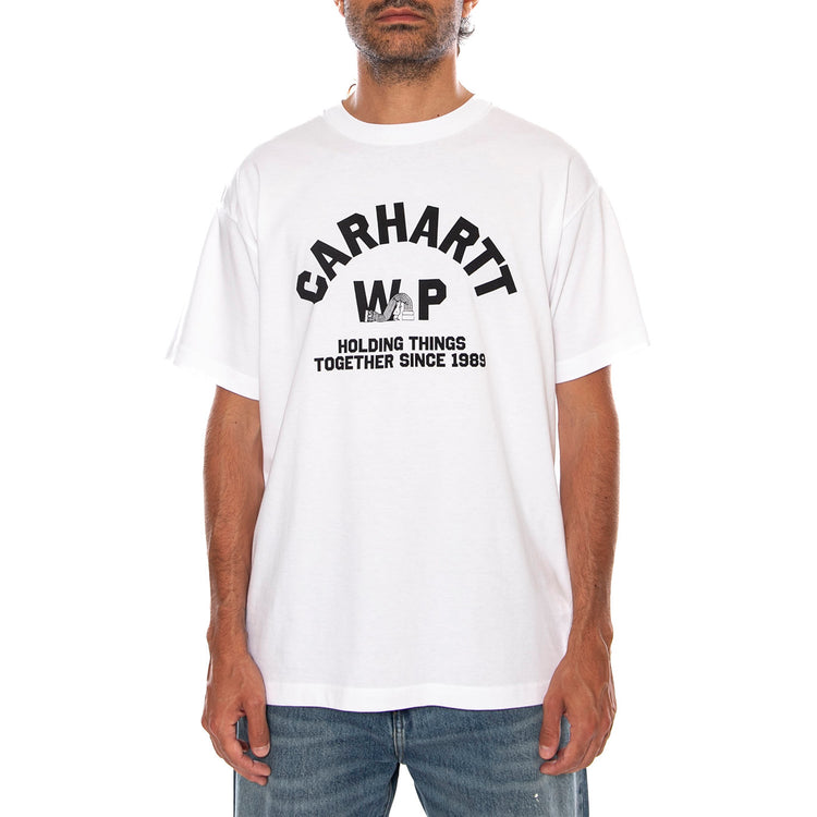 S/S COLUMN T-SHIRT WHITE - Maglietta Girocollo Uomo Bianca I037542 02XX CARHARTT WIP 