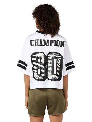 V-NECK T-SHIRT WHITE - Maglietta Collo a V Donna Bianca 118461 WW001 CHAMPION 