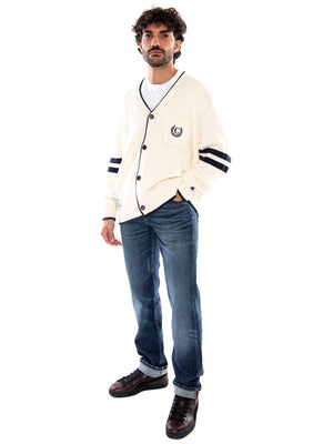Champion Cardigan WSW/NNY - Cardigan Uomo Bianco e Blu Navy 223497 WW034 CHAMPION 