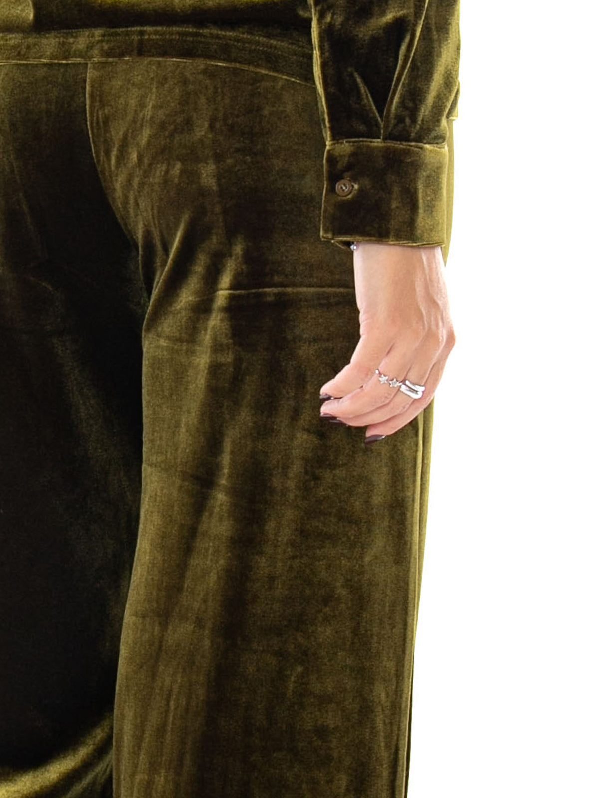 Compania Fantastica Pantalón de Terciopelo Verde Oliva Green - Pantaloni Donna in Velluto Verde Oliva 64C/11111 GRN COMPANIA FANTASTICA 