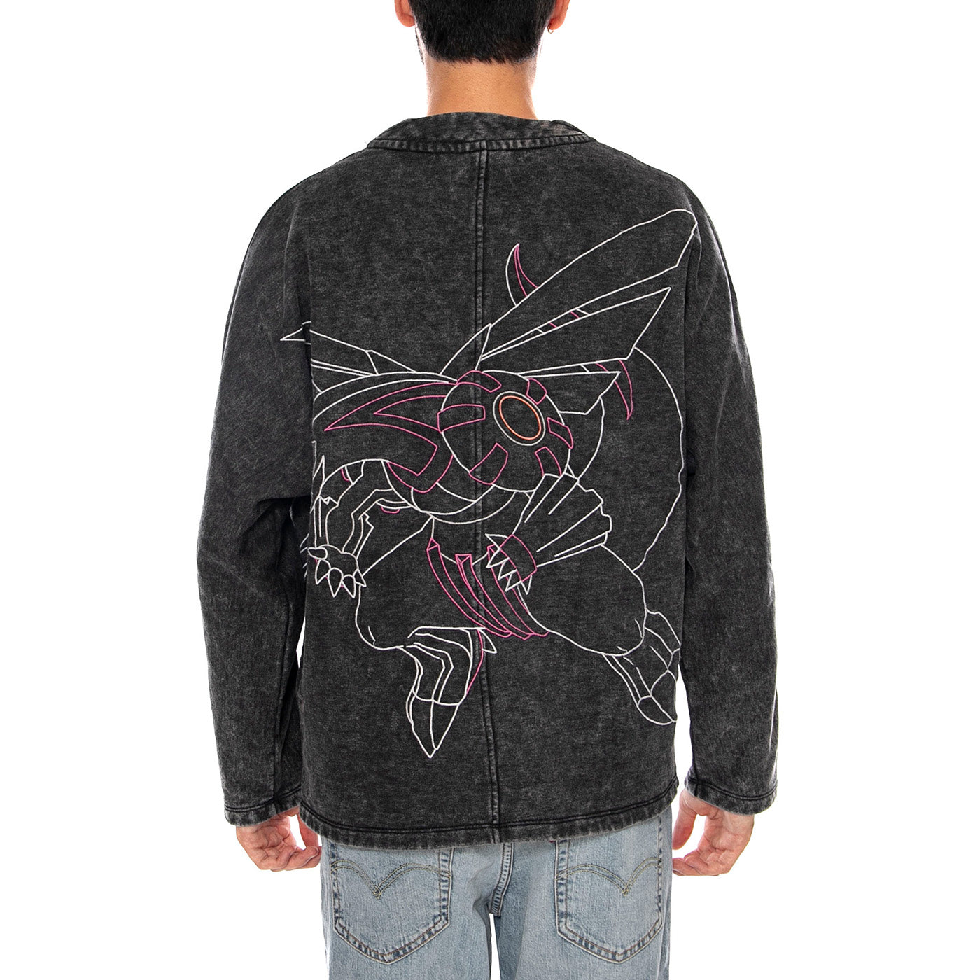 DIALGA AND PALKIA KIMONO ACID BLACK - Giacca Denim Jeans Uomo Nera SW1341 SY DOLLY NOIRE 