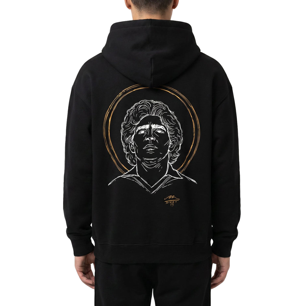 D10S Hoodie Black- Felpa Maradona con Cappuccio Uomo Nera SW1368 GQ-01 DOLLY NOIRE 
