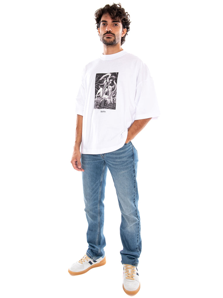 Framing Eve Over Tee White - Maglietta Girocollo Uomo Bianca<BR/><BR/> TS1306 TW DOLLY NOIRE 