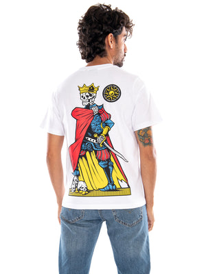 Re di Denari - Napoletane Tee White - Maglietta Girocollo Uomo Bianca TS1365 T4 DOLLY NOIRE 