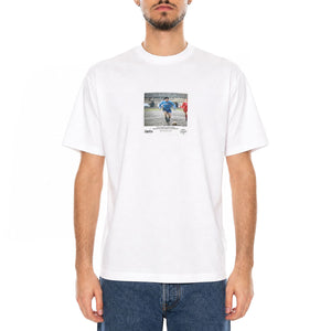 "Partita del Fango" Tee White - Maglietta Maradona Girocollo Uomo Bianca TS1367 T4-02 DOLLY NOIRE 