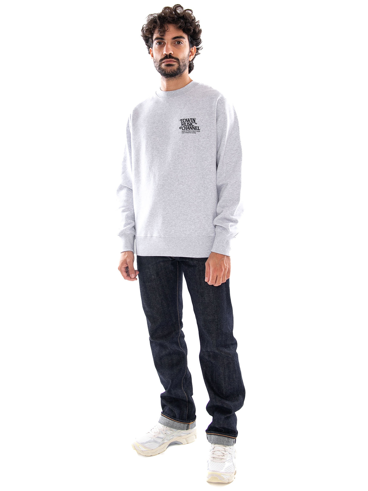 Edwin Rare Spins Sweat Grey Marl - Felpa Uomo Grigia I037417 DF.67 EDWIN 
