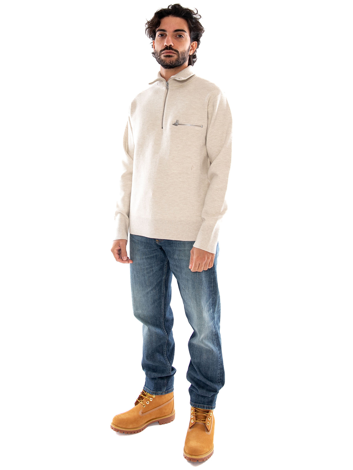 Elvine Agne_Ms Knit Oat - Maglione Uomo Color Avena 331705 OAT ELVINE 