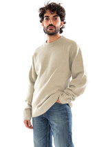 Elvine Assar Knit White Moss - Maglione Uomo Girocollo Bianco e Verde Chiaro  Uomo ELVINE