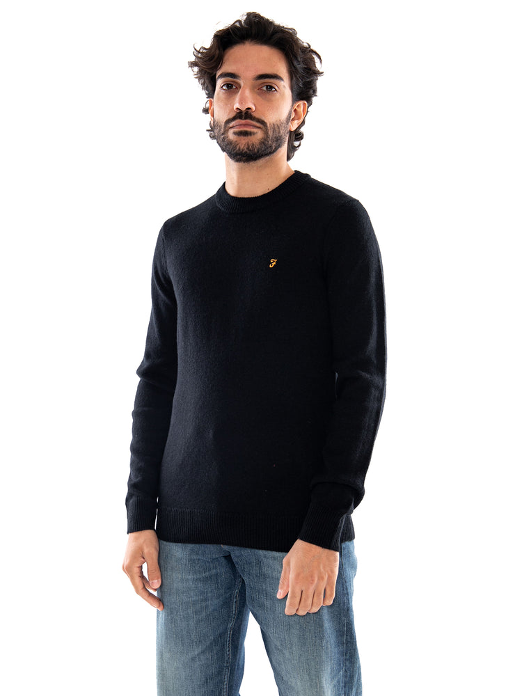 Farah Maidstone Crew Sweater Black - Maglione Girocollo Uomo Nero F4GFF060 BLK FARAH 