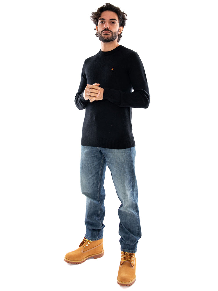 Farah Maidstone Crew Sweater Black - Maglione Girocollo Uomo Nero F4GFF060 BLK FARAH 