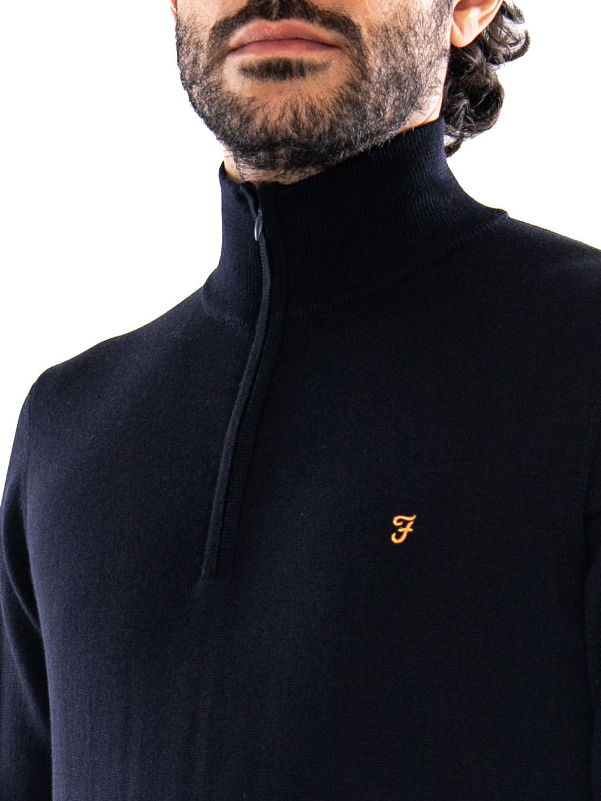 Farah Redchurch Merino Wool 1/4 Zip Navy - Maglione Uomo in Lana Merino Blu Navy F4KF9082 NVY FARAH 