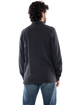 Farah Cunningham L/S Polo WB Marl - Polo Uomo a Maniche Lunghe Grigia Mélange F4KFG015 WBM FARAH 
