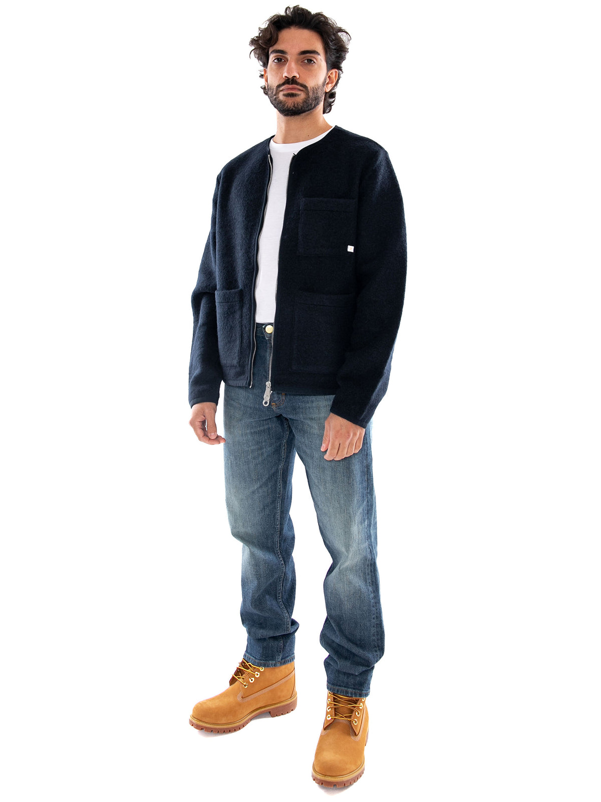 Farah Tucker Full Zip Sweat Navy - Felpa Uomo con Zip Intera Blu Navy<BR/><BR/> F4KFG024 NVY FARAH 