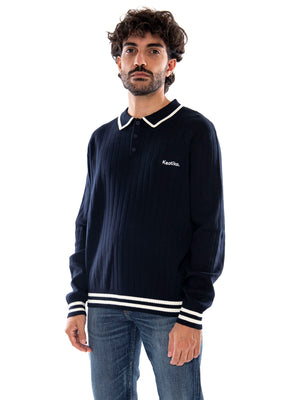 Kaotiko Après Ski Fleece Jacket Navy - Maglione Uomo Stile Polo Blu Navy AT007 NV KAOTIKO 