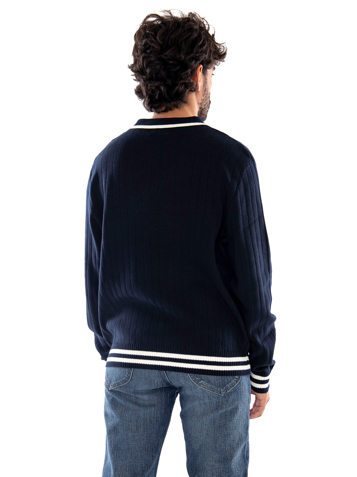 Kaotiko Après Ski Fleece Jacket Navy - Maglione Uomo Stile Polo Blu Navy AT007 NV KAOTIKO 