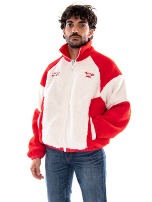 Kaotiko Après Ski Fleece Jacket Ivory Red - Giacca in Pile Uomo Avorio e Rossa<BR/><BR/> AT007 W002 KAOTIKO 