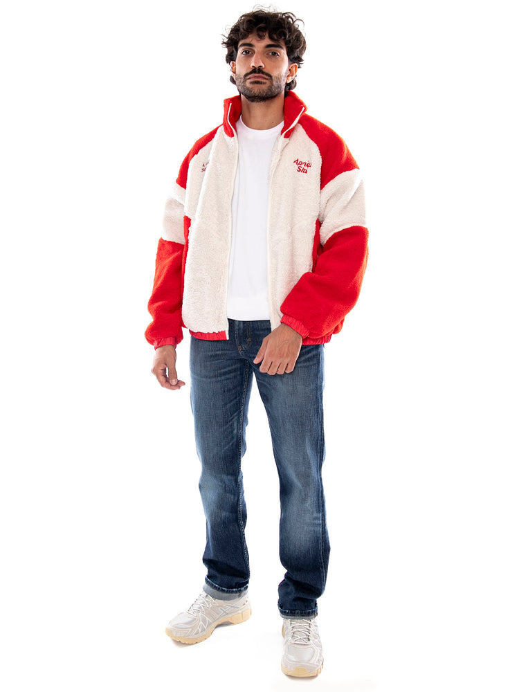 Kaotiko Après Ski Fleece Jacket Ivory Red - Giacca in Pile Uomo Avorio e Rossa<BR/><BR/> AT007 W002 KAOTIKO 