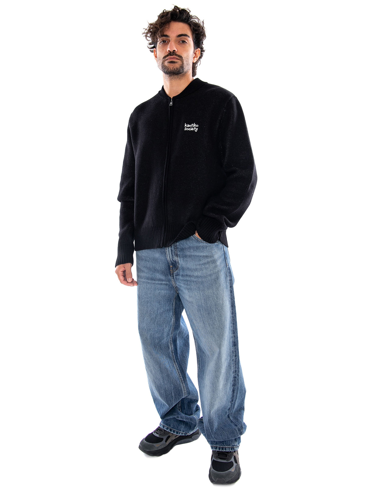 JACKET BAD ROMANCE - Giacca con Zip e Taschini Uomo Nera AT011 1910 KAOTIKO 