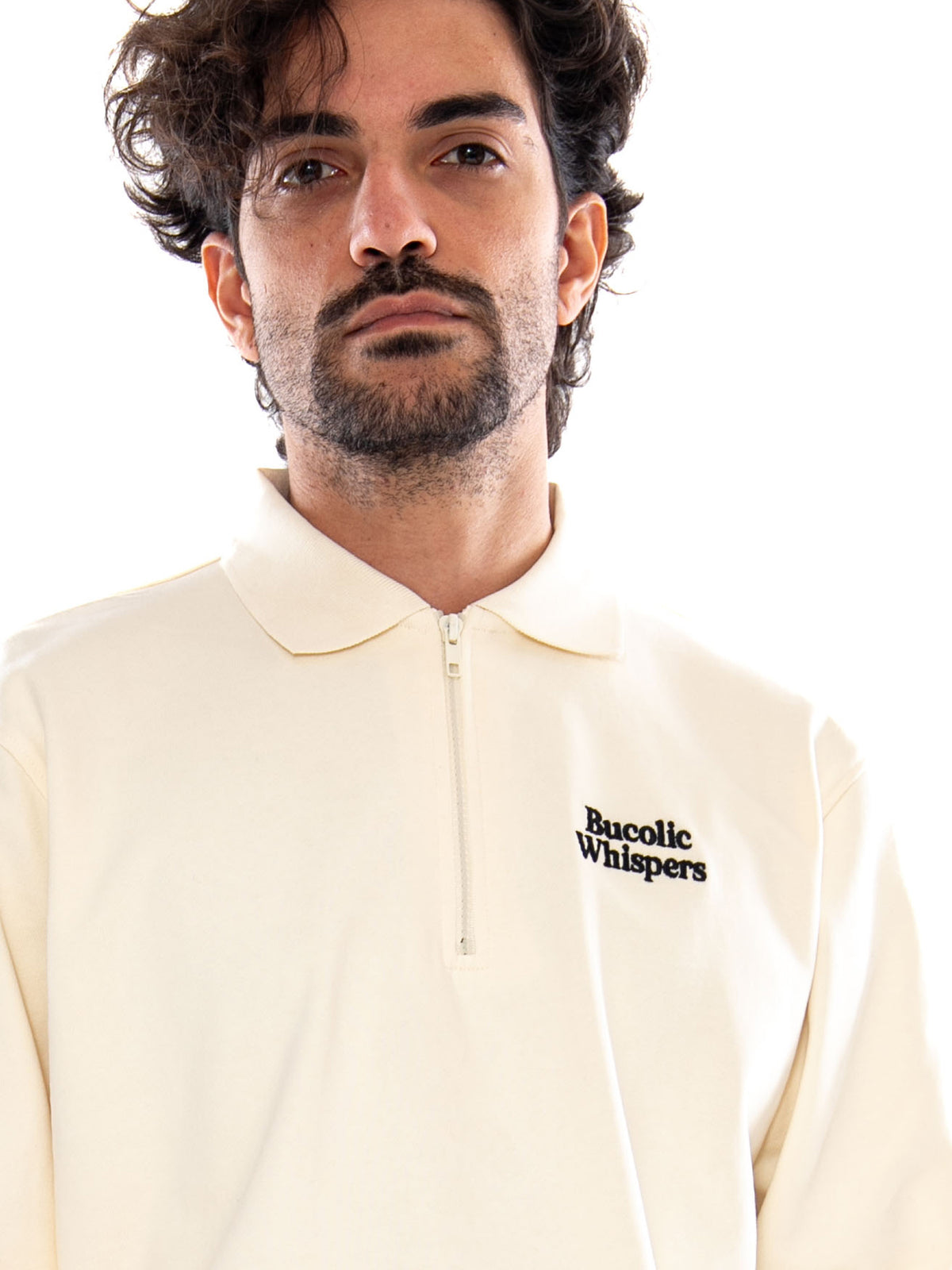 CREW ZIPPER BUCOLIC WHISPERS IVORY - Polo Maniche Lunghe Uomo Crema AT030 G002 KAOTIKO 