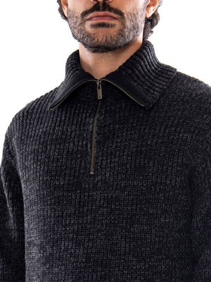 Lee Mock Neck Zip Black Gel Leather - Giacca Uomo Nera Effetto Pelle 112386618 BLK LEE 