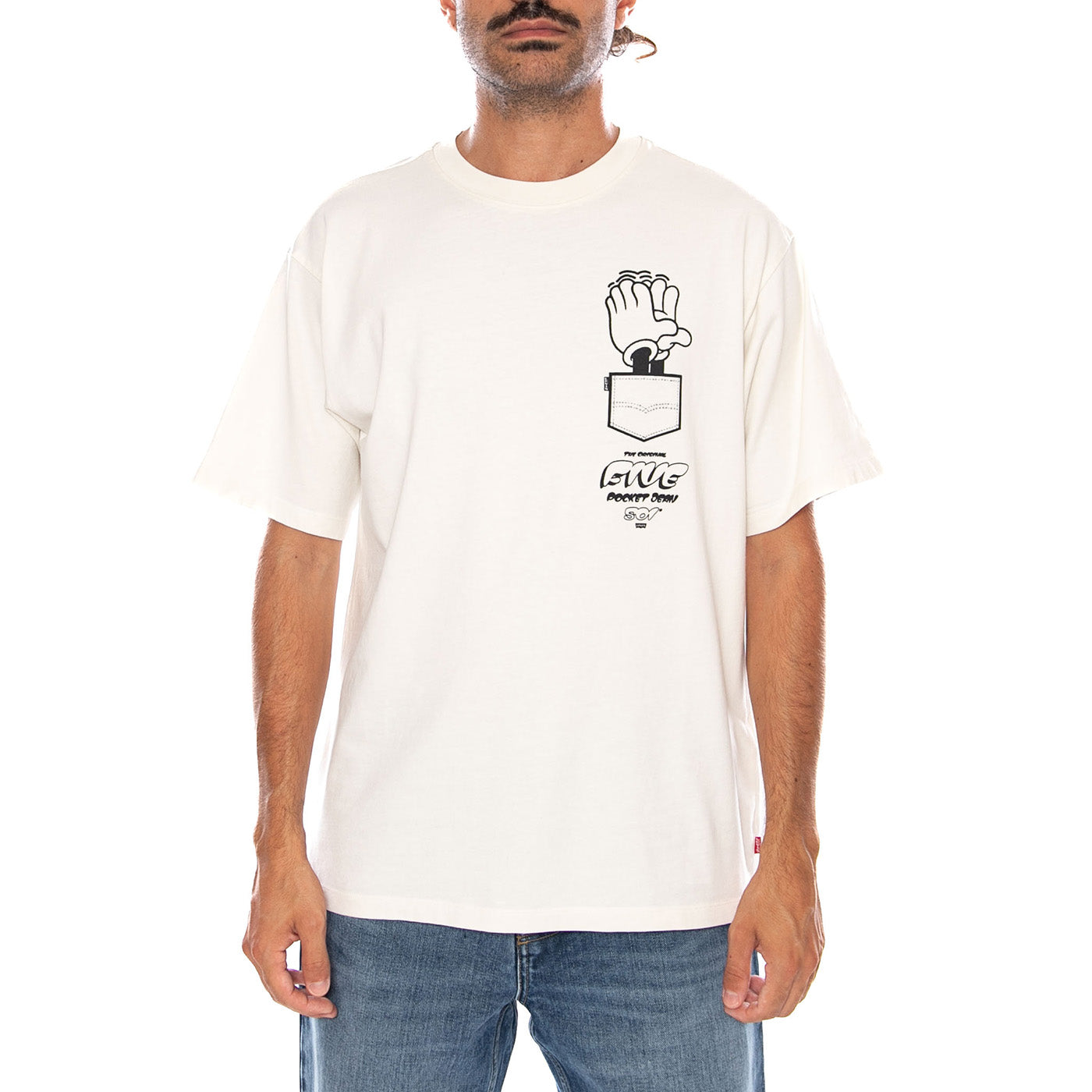 LSE_VINTAGE FIT GR TEE LEVI'S LOGO GRID 3 TAN - Maglietta Girocollo Uomo Bianca 0008C 0120 LEVIS 