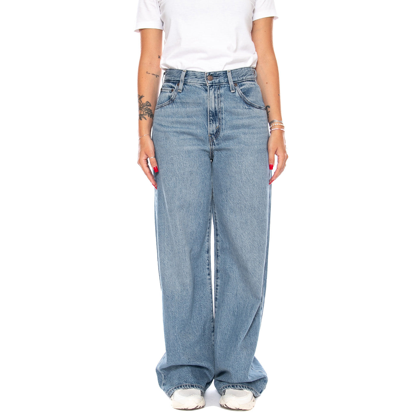 CINCH WIDE LEG LOSING MY MIND LIGHT DENIM - Pantaloni Denim Jeans Donna Blu 0073B 0002 LEVIS 