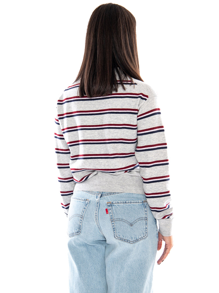 Levi's Super Soft LS Polo Jade Stripe Light Grey Heather - Maglia Donna Grigia a Righe 007VY 0001 LEVIS 