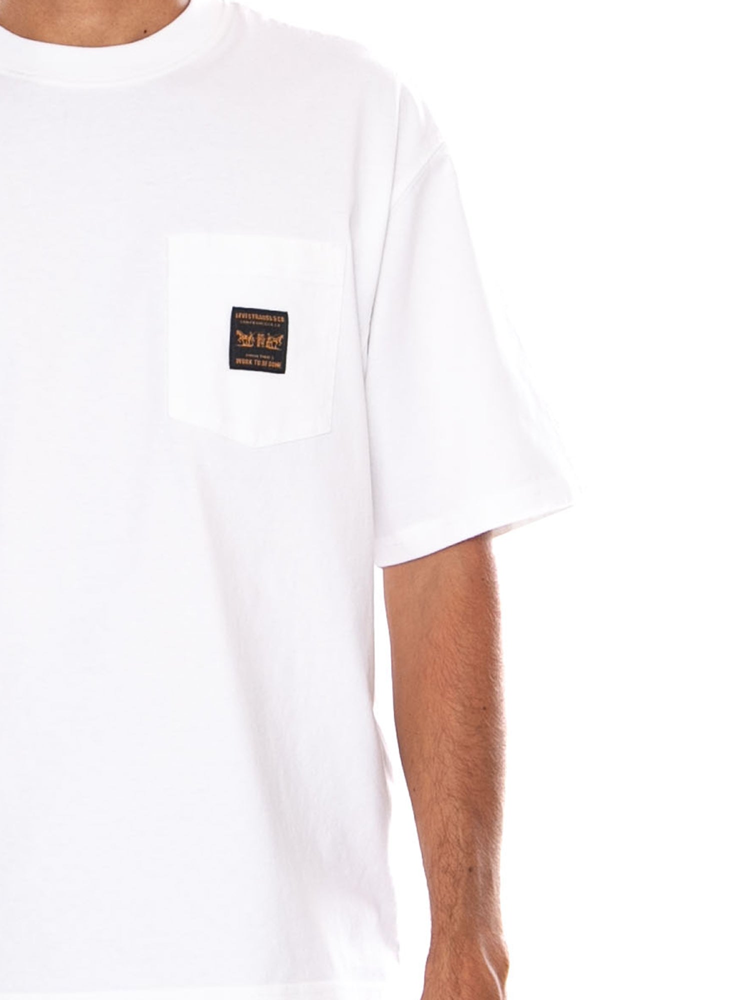 CARHARTT WIP SS WORKWEAR PKT TEE PORTER STRIPE MEDIUM WHITE - Maglietta Girocollo Uomo Bianca 008AB 0008 LEVIS 