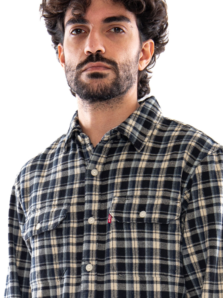 Levi's Jackson Worker Birk Plaid Jet Black Plaid - Camicia Uomo Blu<BR/><BR/> 19573 0308 LEVIS 
