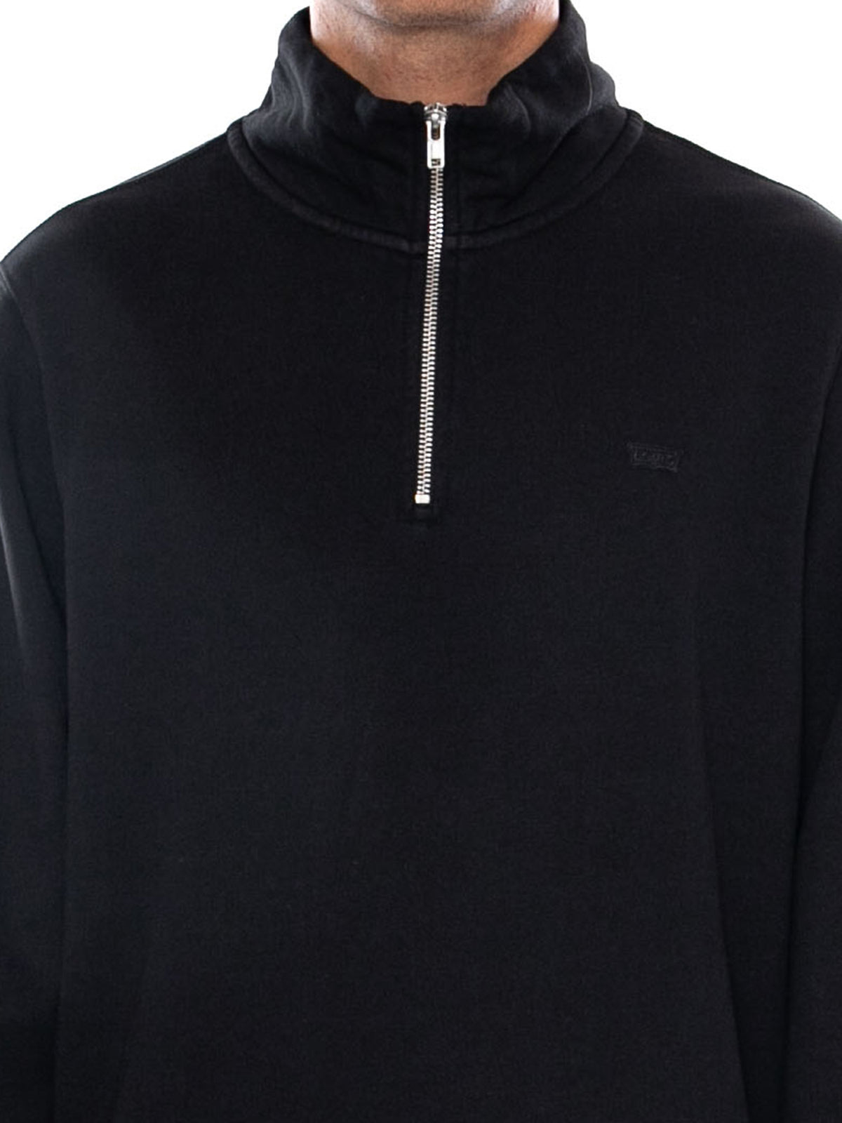 LEVI'S ORIGINAL HM QUARTER ZIP MINERAL BLACK - Felpa Collo Alto e Zip a Mezzo Busto Uomo Nera A8606 0016 LEVIS 