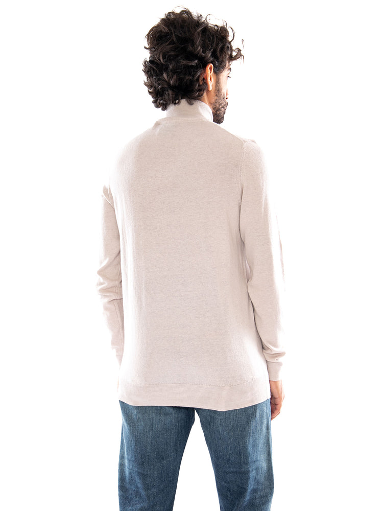 Lyle & Scott Cotton Merino Quarter Zip Jumper Cove - Maglione Uomo Beige<BR/><BR/> KN2112VC W870 LYLE & SCOTT 