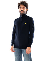Lyle & Scott Cotton Merino Quarter Zip Jumper Dark Navy - Maglione Uomo Blu Navy  Uomo LYLE & SCOTT