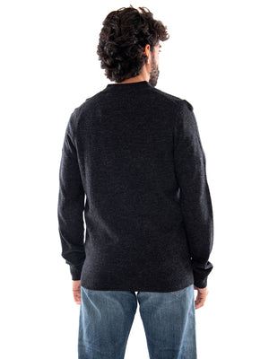 Lyle & Scott Lambswool Blend V Neck Cardigan Jet Black Marl - Cardigan Uomo con Scollo a V Nero Mélange<BR/><BR/> KN2546V W155 LYLE & SCOTT 