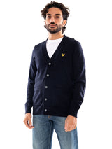 Lyle & Scott Lambswool Blend V Neck Cardigan Dark Navy Marl - Herren Cardigan mit V-Ausschnitt Navyblau Meliert Herren LYLE & SCOTT