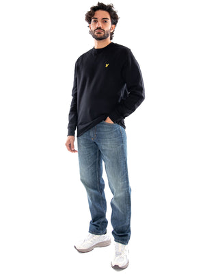 Lyle & Scott Crew Neck Brushback Sweatshirt Jet Black - Felpa Girocollo Uomo Nera ML1131V Z865 LYLE & SCOTT 