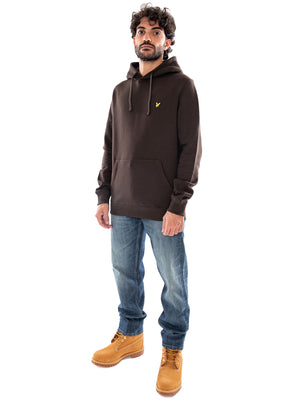 Lyle & Scott Brushback Pullover Hoodie Ebony - Felpa Uomo con Cappuccio Marrone ML1139V Y176 LYLE & SCOTT 