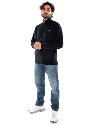 Lyle & Scott Brushback Full Zip Jet Black - Felpa Uomo con Zip Intera Nera<BR/><BR/><BR/> ML2148V Z865 LYLE & SCOTT 
