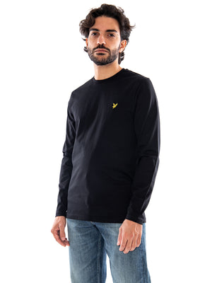 Lyle & Scott Plain L/S T-Shirt Jet Black - Maglietta Uomo a Maniche Lunghe Nera TS512VOG Z865 LYLE & SCOTT 