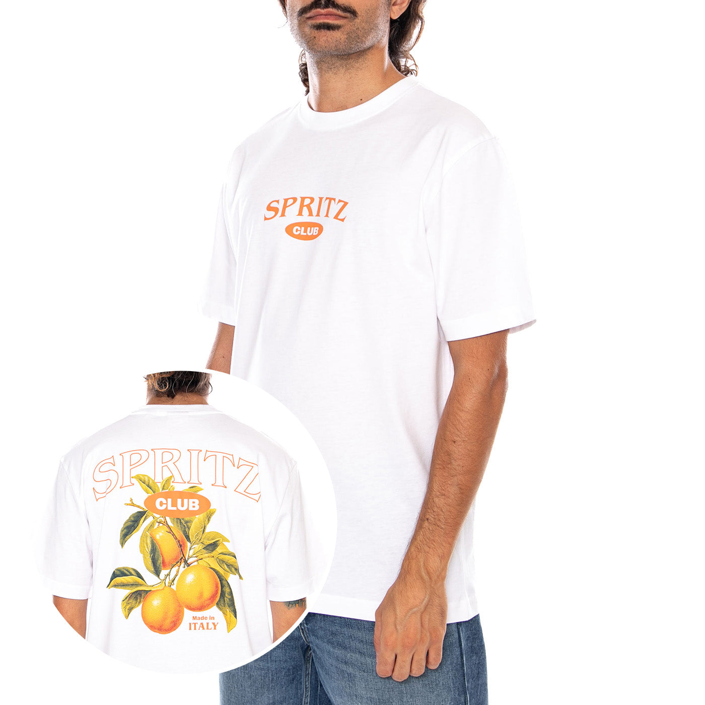 ONSSPRITZ ITALY RLX SS TEE BRIGHT WHITE SPRITZ CLUB - Maglietta Girocollo Uomo Bianca 22034398 4784931 ONLY & SONS 